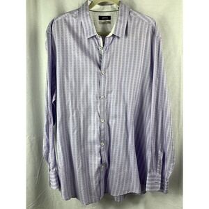 Mens XXL Alfani Platinum purple lavender herringbone striped dress shirt cotton